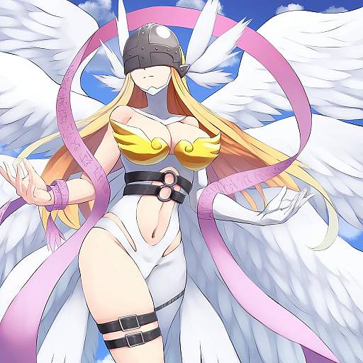 Illustration of Angewomon, digimon in the style of Sunnysideup