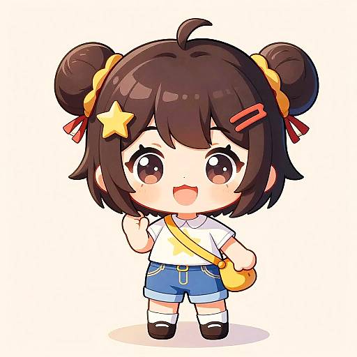 Cute Chibi Girl with Star Accessories