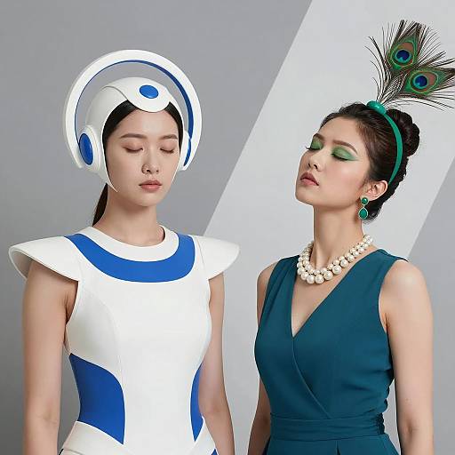 Futuristic Duo with Geometric Background