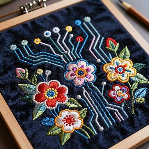 AI-Driven Neon Embroidery Art