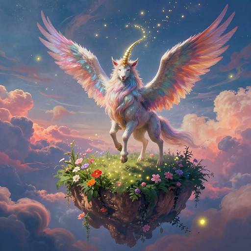 Whimsical Dreamscape with Mythical Beast