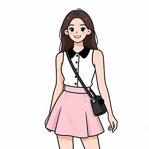 Playful Woman in Preppy Summer Outfit