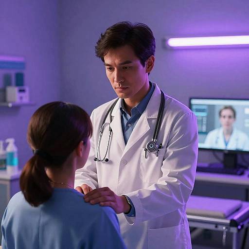 Cinematic Photorealistic Doctor Examining Patient Portrait