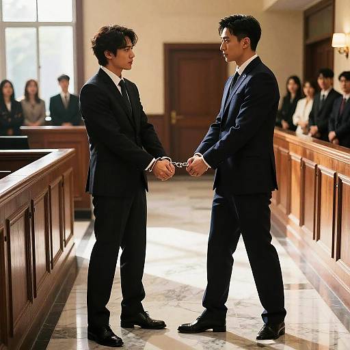 Dramatic Courtroom Handcuffing Scene
