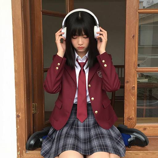 Anime-Style Portrait of a Schoolgirl