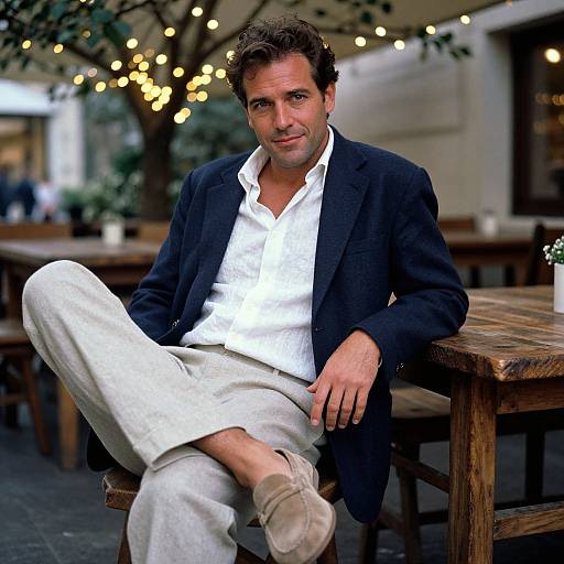 Stylish Man at Charming Bistro Patio