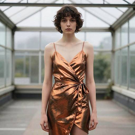 Avant-Garde Non-Binary Model in Metallic Dress