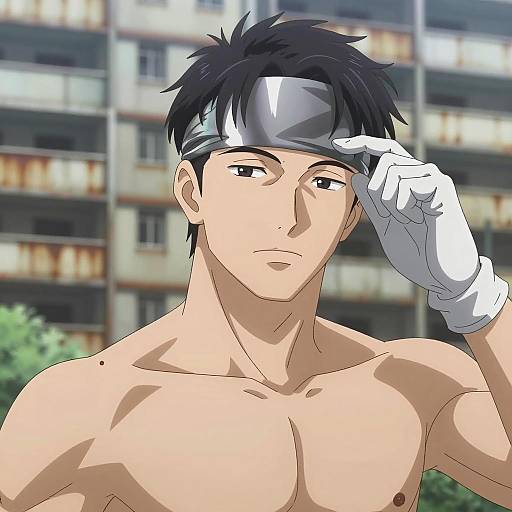 Anime Illustration of a Shirtless Man