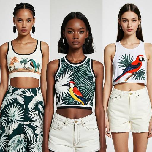 Exotic Bird-Inspired Summer Crop Top Moodboard