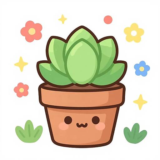 Kawaii Succulent with Colorful Flowers