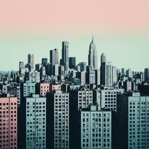 Abstract Cityscape in Pastel Tones