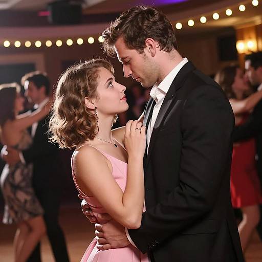 Intimate Dance Moment in Dim Club