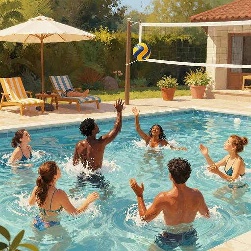 Vibrant Interracial Summer Pool Party