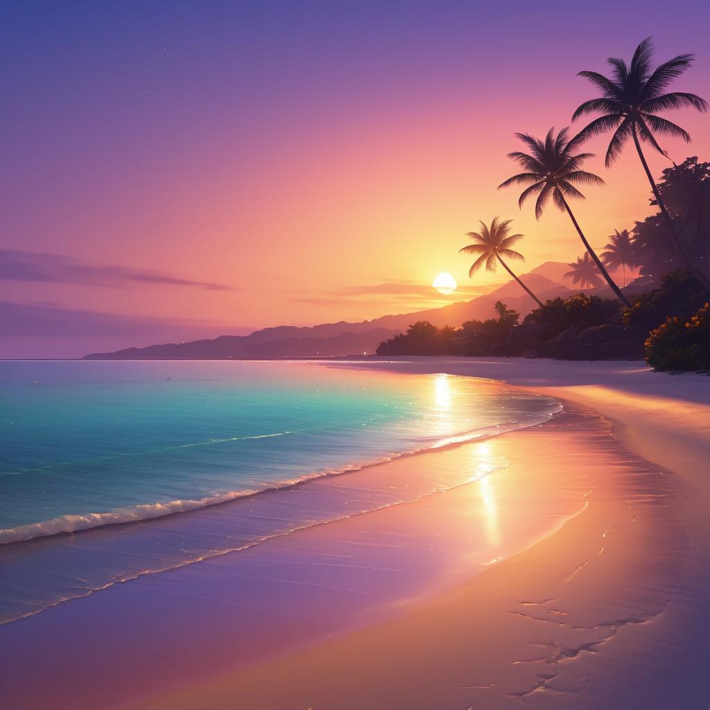 Tranquil Twilight Beach Digital Painting