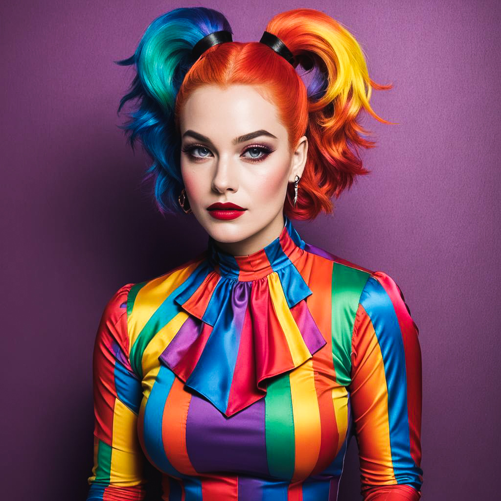 Mischievous Actress in Vibrant Harley Quinn