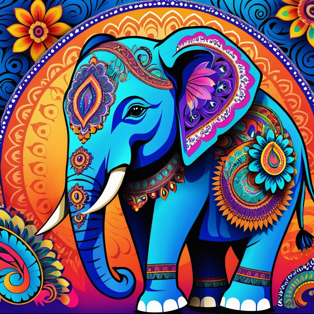 Vibrant Bohemian Elephant Logo Design