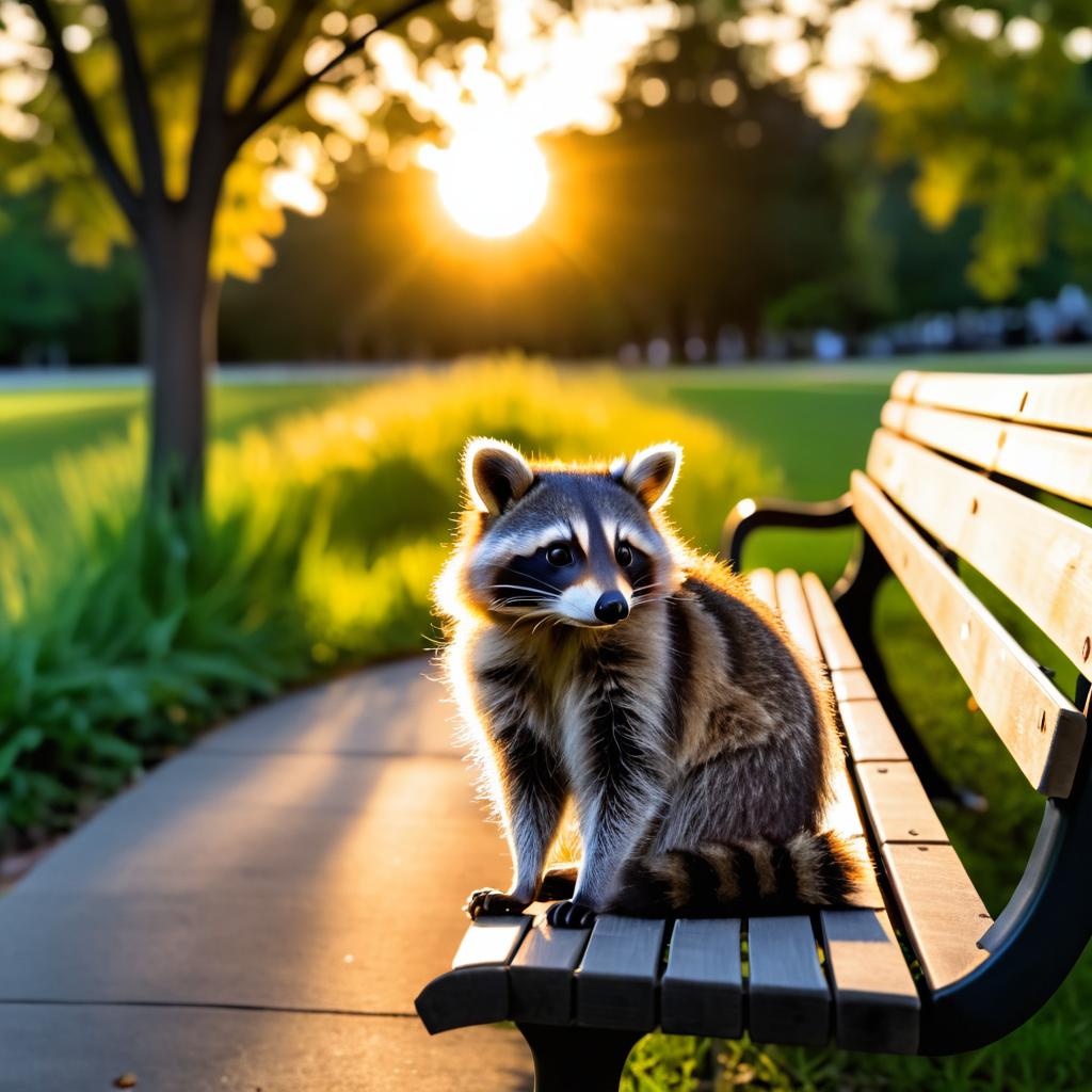 Curious Raccoon Watching the Sunset