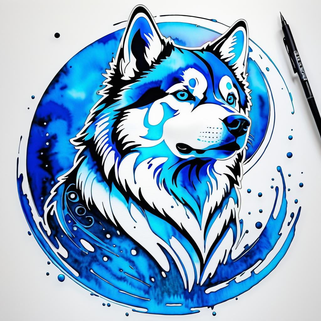 Leica-Inspired Siberian Husky Tattoo Art