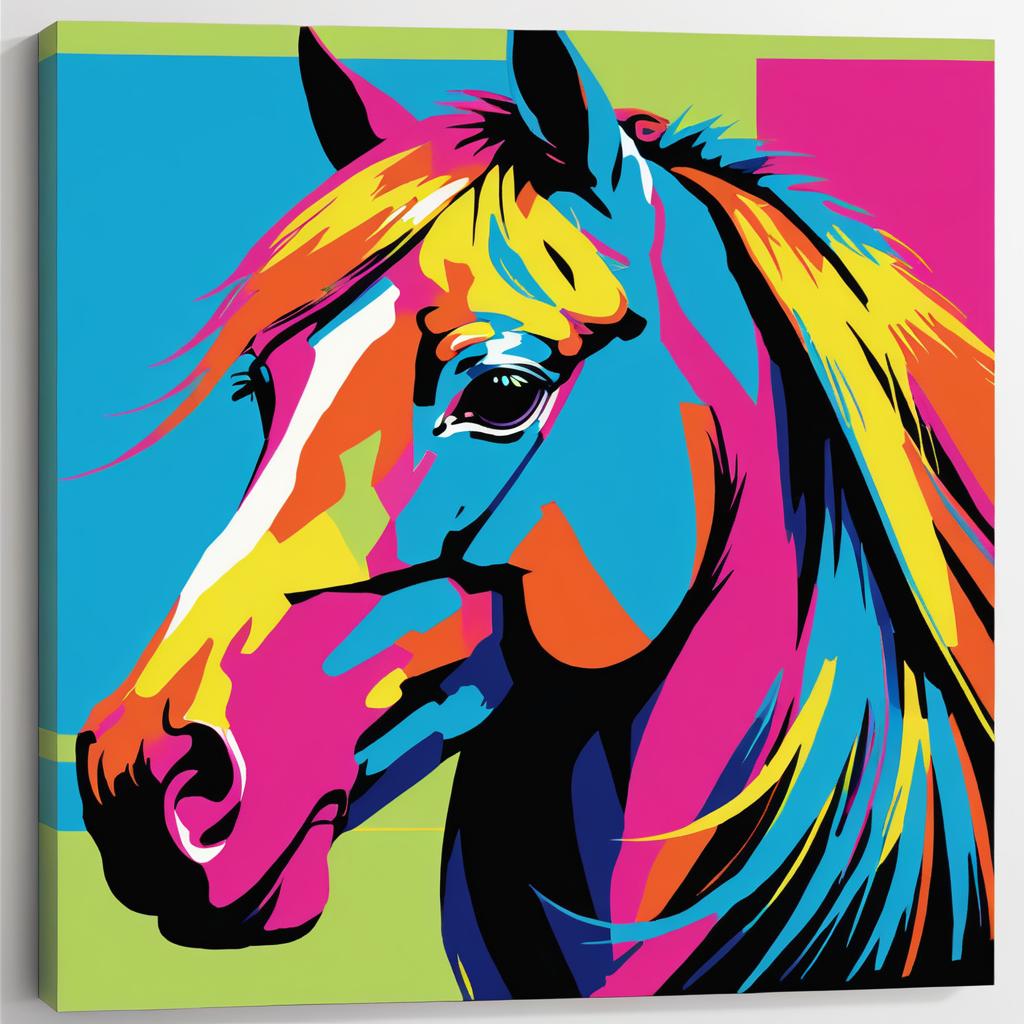 Vibrant Andy Warhol Horse Head Art