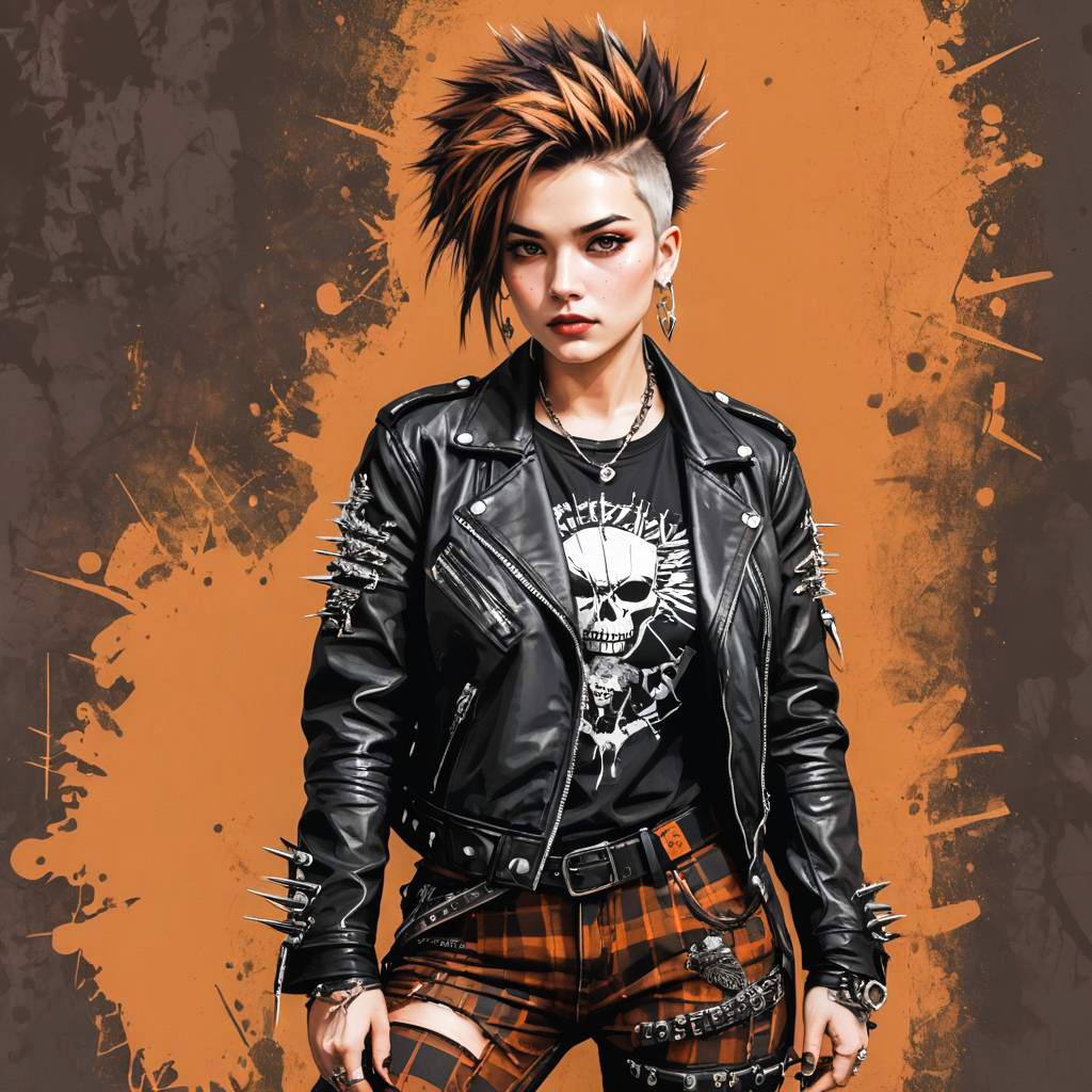 Fierce Punk Rock Girl in Artistic Style