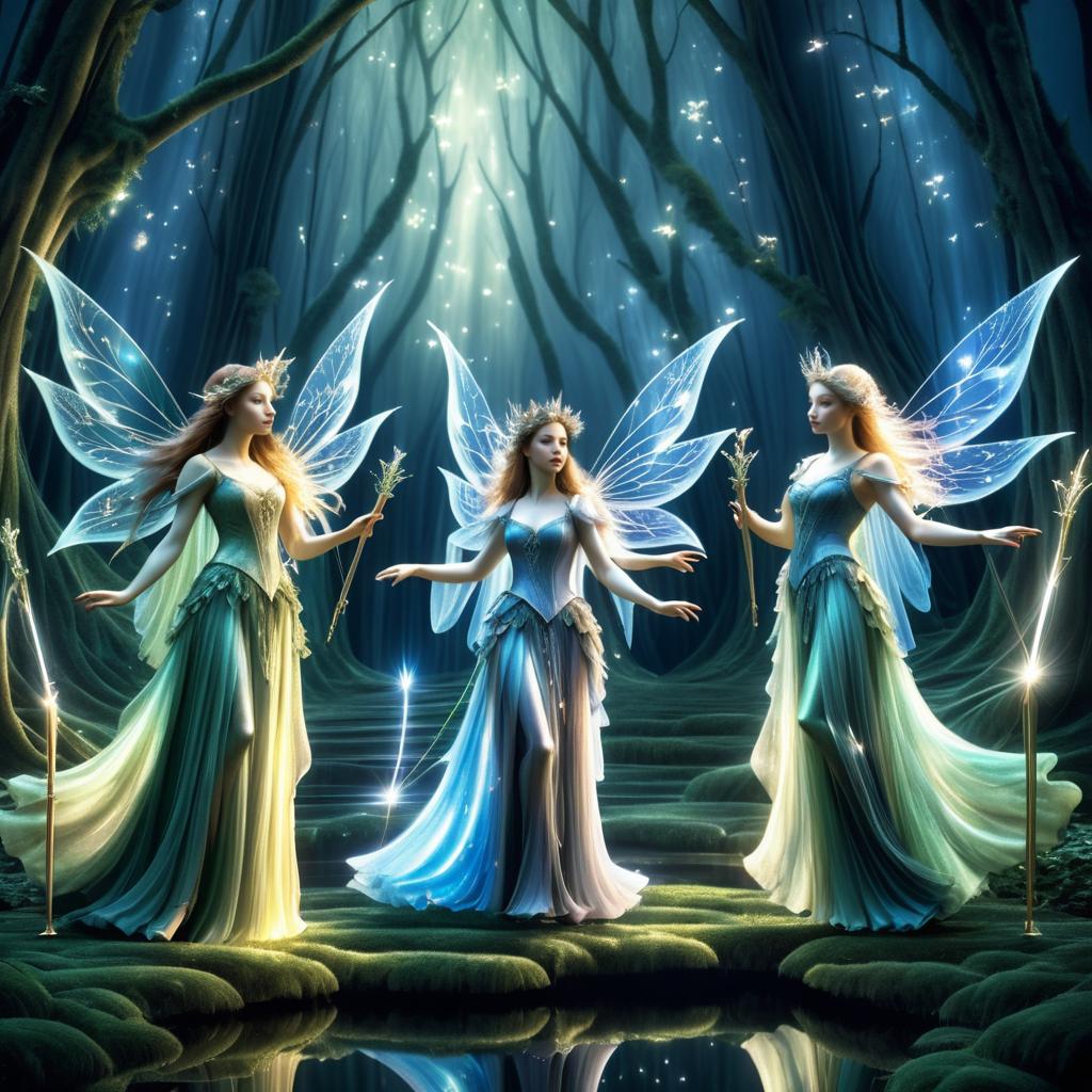 Enchanting Fairies Performing in Forest