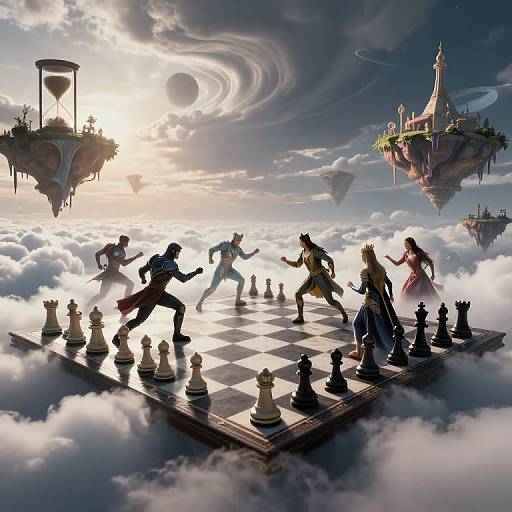 Surreal Skyboard: Mythic Chess Battle