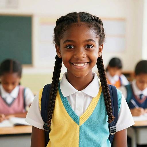 Warm Portrait of Smiling Schoolgirl