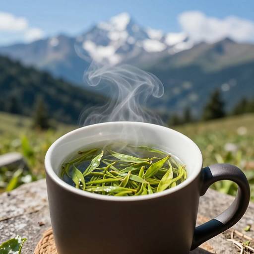 Steaming Green Tea in Alpine Setting