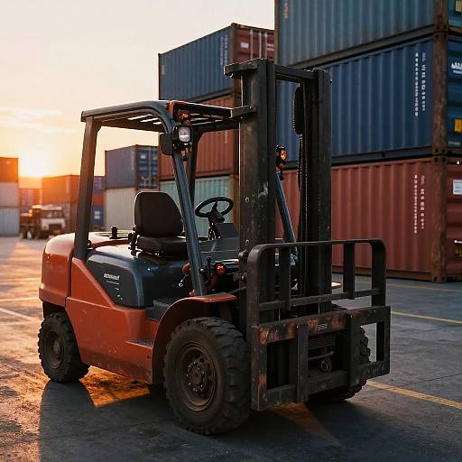 Dynamic Forklift at Sunset Shipping Yard