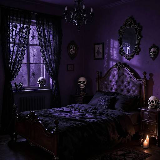 Gothic Girl's Vintage Bedroom Scene
