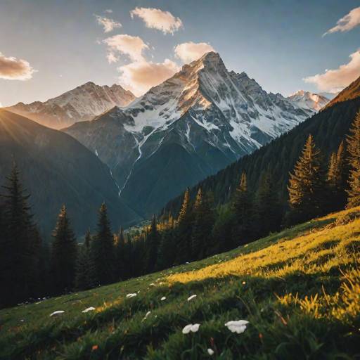 Majestic Mountain and Alpine Meadow Scene