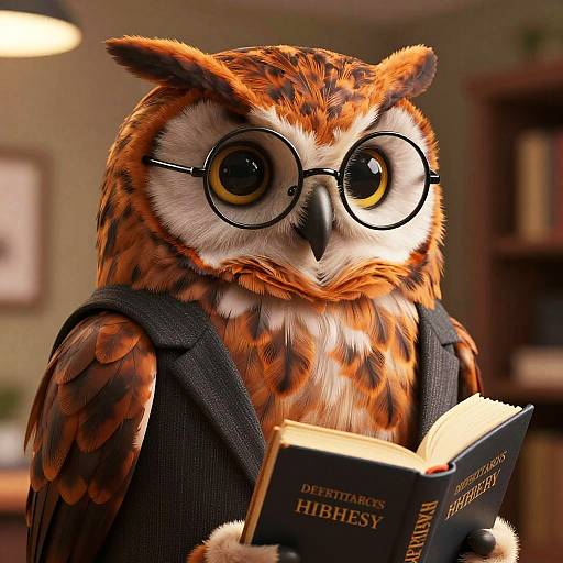 3D Scholarly Owl with Glasses