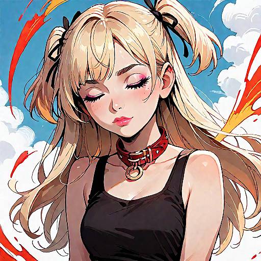 Blonde Anime Girl With Closed Eyes