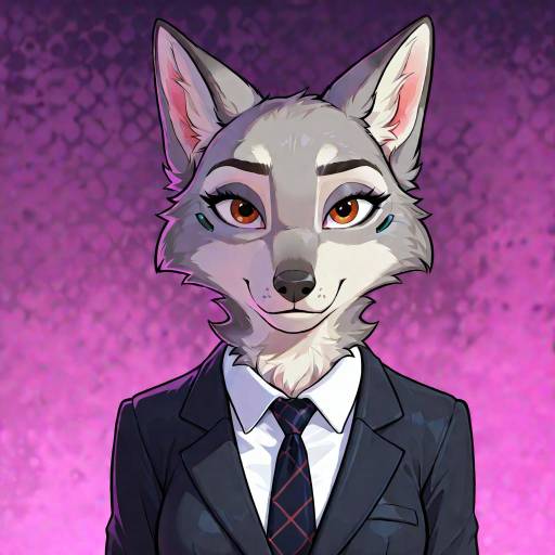Whimsical Female Wolf in Cyberpunk Cosplay