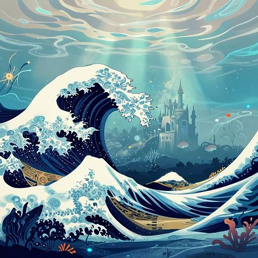 Serene Underwater Dreamscape with Mystical Wave