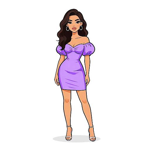 Elegant Woman in Lilac Bodycon Dress