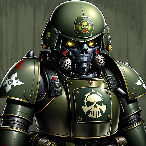 Illustration of Astra militarum, warhammer 40k in the style of Kuro yuzu