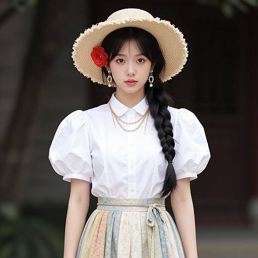 Girl Singer in Flowered Costume