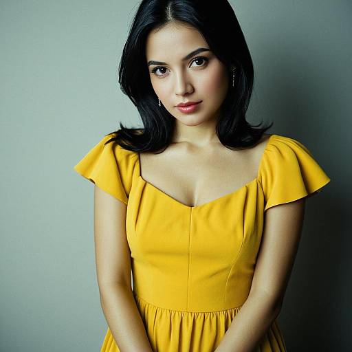 Realistic Portrait of Girl in Yellow Dress