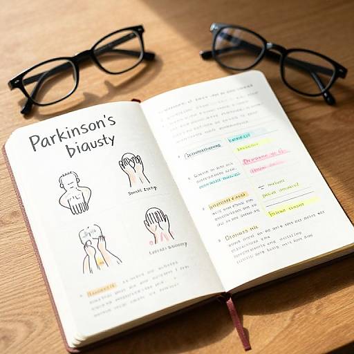 Photograph of an open notebook labeled 