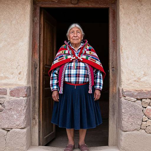 Elderly Bolivian Woman in Traditional Attire