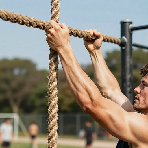Muscular Arm Gripping Rope Workout