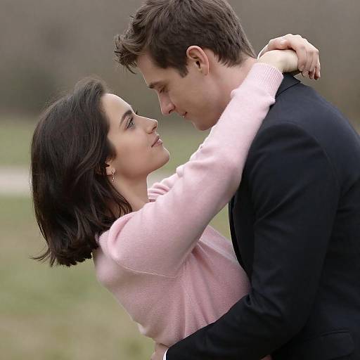 Couple's Intimate Outdoor Embrace Portrait