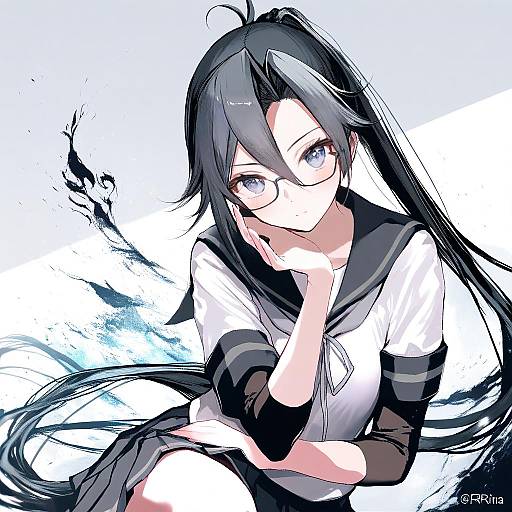 Illustration of Amagiri (kancolle), kantai collection in the style of Koshika rina