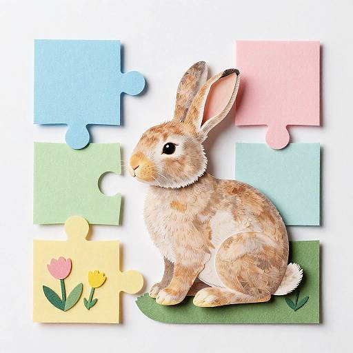 Colorful Paper Cutout Rabbit Collage