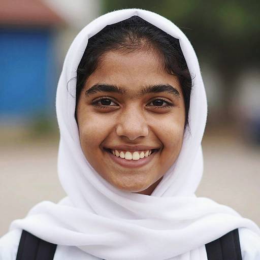 Smiling Woman in White Headscarf