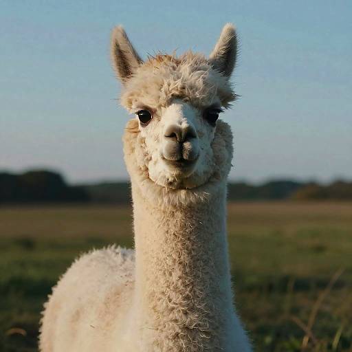 Portrait of White Alpaca at Blue Hour