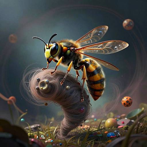 Majestic Wasp on Swirling Tornado