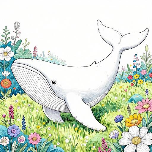 Abstract Whale in Magical Prairie