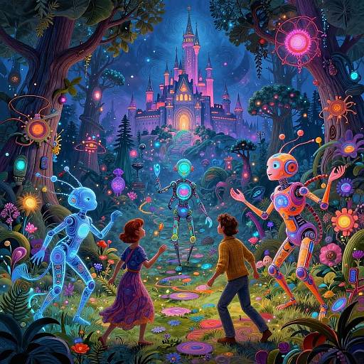 Bioluminescent Nanotech Forest Dream